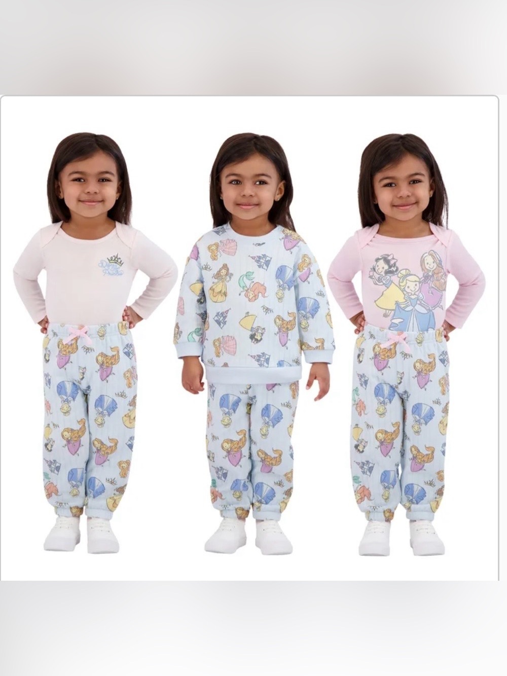 Disney Girls Princess Jogging Set - Pink, Light Blue, White